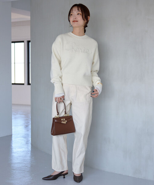 SLOBE IENA（スローブイエナ）の「《WEB限定/追加》cherie刺繍ニット（ニット/セーター・レディース・ネイビー/グレー/アイボリー・FREE）」の13枚目の写真