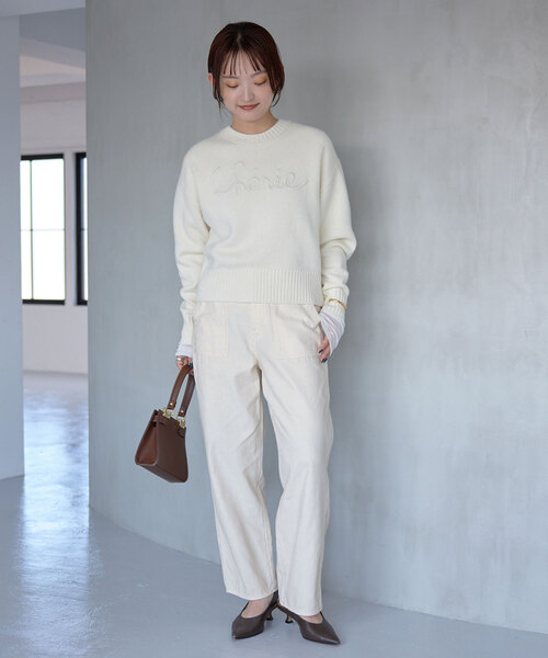 SLOBE IENA（スローブイエナ）の「《WEB限定/追加》cherie刺繍ニット（ニット/セーター・レディース・ネイビー/グレー/アイボリー・FREE）」の14枚目の写真