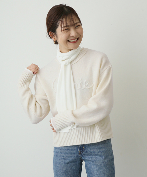 SLOBE IENA（スローブイエナ）の「《WEB限定/追加》cherie刺繍ニット（ニット/セーター・レディース・ネイビー/グレー/アイボリー・FREE）」の22枚目の写真