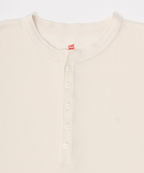 HANES(ヘインズ)の「Hanes(ヘインズ)ワッフルヘンリーネックロングスリーブTシャツ レディース/長袖ロンT/パックT(Tシャツ/カットソー・レディース・オフホワイト/ブラック/ネイビー/グレー・FREE)」の14枚目の写真