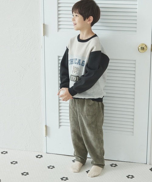 pairmanon（ペアマノン）の「裏起毛 クレイジー配色 プリント トレーナー（スウェット・キッズ・ブルー/ピンク/ライトグリーン/ブラック・90/100/120/130/110/140/150）」の6枚目の写真