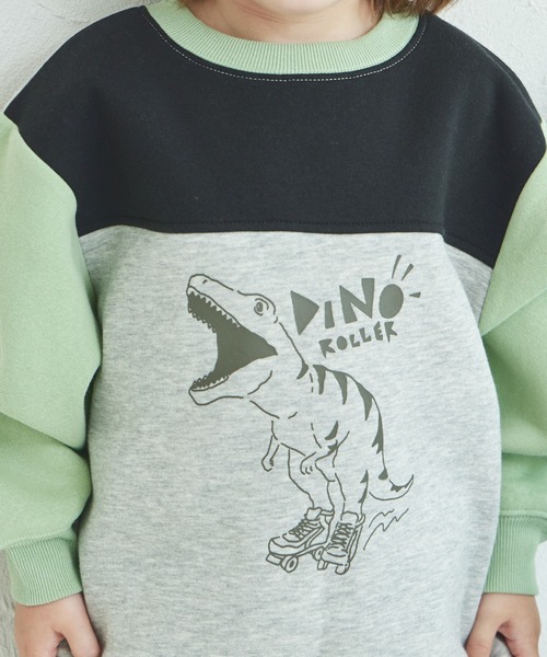 pairmanon（ペアマノン）の「裏起毛 クレイジー配色 プリント トレーナー（スウェット・キッズ・ブルー/ピンク/ライトグリーン/ブラック・90/100/120/130/110/140/150）」の7枚目の写真