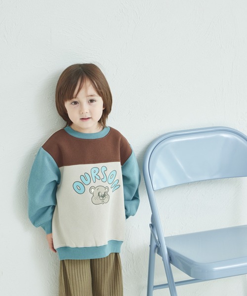 pairmanon（ペアマノン）の「裏起毛 クレイジー配色 プリント トレーナー（スウェット・キッズ・ブルー/ピンク/ライトグリーン/ブラック・90/100/120/130/110/140/150）」の11枚目の写真