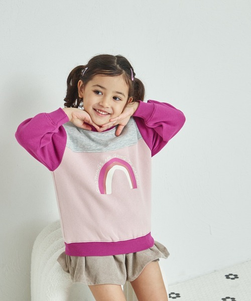 pairmanon（ペアマノン）の「裏起毛 クレイジー配色 プリント トレーナー（スウェット・キッズ・ブルー/ピンク/ライトグリーン/ブラック・90/100/120/130/110/140/150）」の13枚目の写真