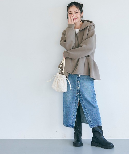 coca（coca）（コカ）の「ハートキルティング 巾着ショルダーバッグ（ショルダーバッグ・レディース・アイボリー/ブラック・ONE SIZE）」の5枚目の写真