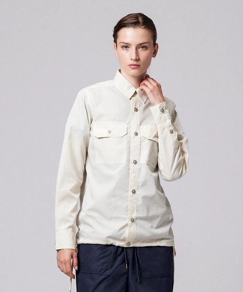 TAION（タイオン）の「【TAION(タイオン)】〈ユニセックス〉ノンダウン ミリタリー ロングスリーブシャツ（シャツ/ブラウス・メンズ・クリーム/チャコールグレー/オリーブ/ライトブラウン/ブラック/ブラウン系その他5/ダークネイビー/グリーン系その他7/ダークオリーブ/ダークグリーン系/オフホワイト/その他3/ダークグリーン/インディゴブルー/ライトインディゴブルー・XL/XS/L/M/S/2XL）」の2枚目の写真