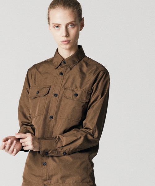 TAION（タイオン）の「【TAION(タイオン)】〈ユニセックス〉ノンダウン ミリタリー ロングスリーブシャツ（シャツ/ブラウス・メンズ・クリーム/チャコールグレー/オリーブ/ライトブラウン/ブラック/ブラウン系その他5/ダークネイビー/グリーン系その他7/ダークオリーブ/ダークグリーン系/オフホワイト/その他3/ダークグリーン/インディゴブルー/ライトインディゴブルー・XL/XS/L/M/S/2XL）」の5枚目の写真