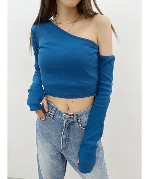 EVRIS(エヴリス)の「2WAYリブトップス(Tシャツ/カットソー・レディース・ブラック/ホワイト/ブルー・FREE)」の21枚目の写真