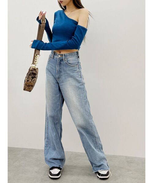 EVRIS(エヴリス)の「2WAYリブトップス(Tシャツ/カットソー・レディース・ブラック/ホワイト/ブルー・FREE)」の22枚目の写真