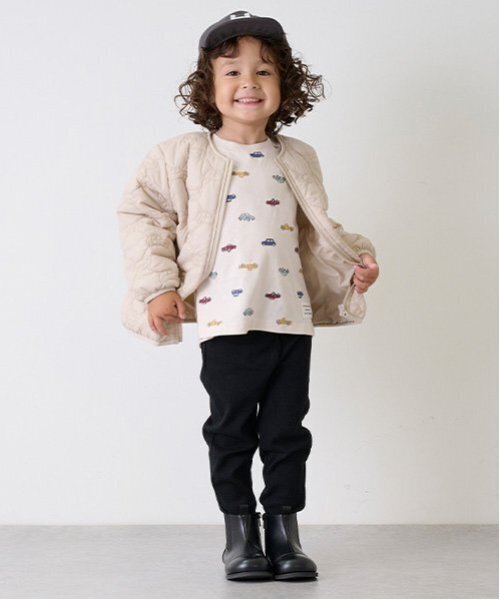 petit main（プティマイン）の「車キルティングジャケット（ノーカラージャケット・キッズ・ネイビー/ライトベージュ/ライトブルー・80ｃｍ/90cm/100cm/110cm/120cm/130cm）」の5枚目の写真