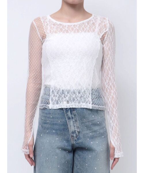 MURUA（ムルーア）の「スイッチレーストップス（Tシャツ/カットソー・レディース・ブラック/ホワイト・FREE）」の18枚目の写真