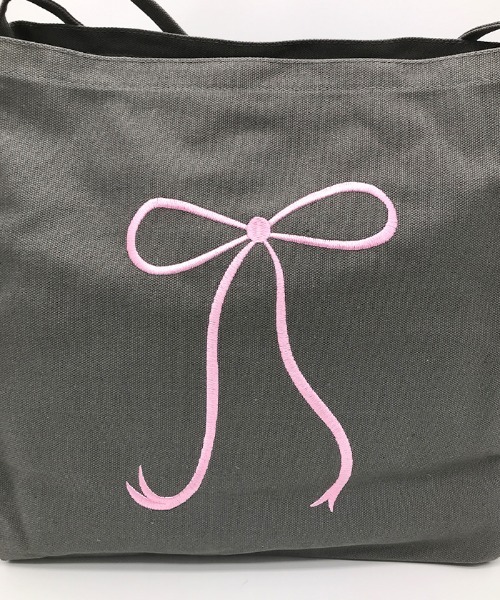 Futier land（フューティアランド）の「大容量リボン刺繍キャンバストートバッグ（トートバッグ・レディース・グレー/ブラック/ピンク・FREE）」の11枚目の写真