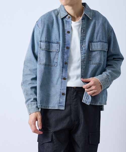  j.n.r.d（ジェー・エヌ・アール・ディー）の「デニムシャツ（シャツ/ブラウス・メンズ・ブラック/ブルー系その他6/ネイビー・M/L）」の3枚目の写真