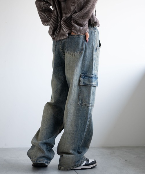 dispark（ディスパーク）の「DISPARK/ヴィンテージウォッシュカーゴデニム（デニムパンツ・レディース・インディゴブルー/ブラック・SMALL/MEDIUM）」の10枚目の写真
