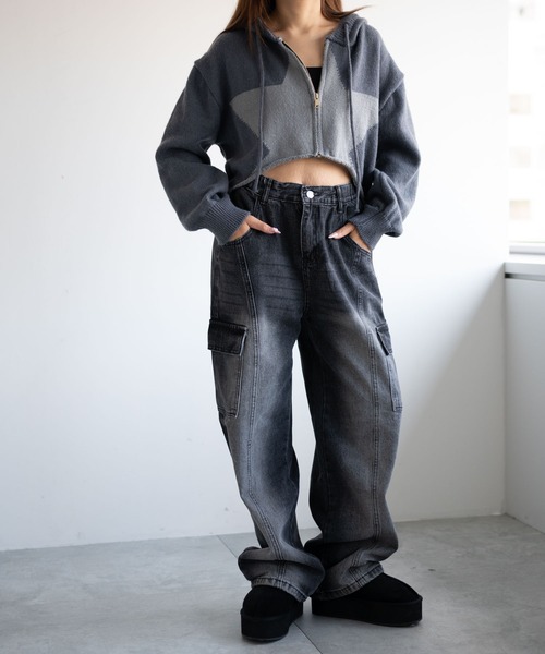 dispark（ディスパーク）の「DISPARK/ヴィンテージウォッシュカーゴデニム（デニムパンツ・レディース・インディゴブルー/ブラック・SMALL/MEDIUM）」の8枚目の写真