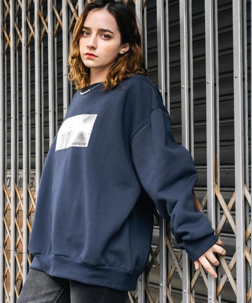 Rocky Monroe（ロッキーモンロー）の「オーバーサイズ裏起毛箔プリントスウェットトレーナー（スウェット・メンズ・チャコール/ネイビー/杢グレー/ブラック・M/L/XL）」の4枚目の写真