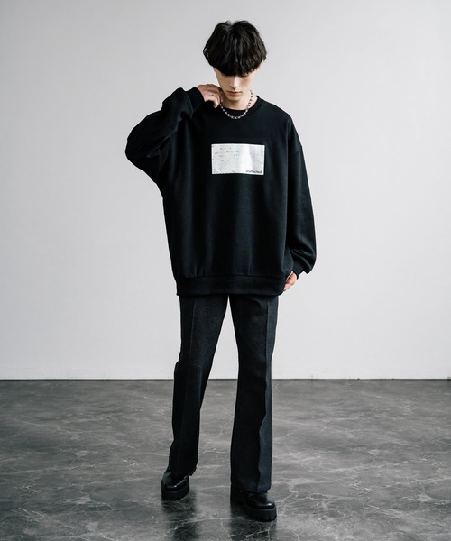 Rocky Monroe（ロッキーモンロー）の「オーバーサイズ裏起毛箔プリントスウェットトレーナー（スウェット・メンズ・チャコール/ネイビー/杢グレー/ブラック・M/L/XL）」の8枚目の写真