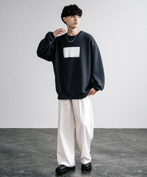 Rocky Monroe（ロッキーモンロー）の「オーバーサイズ裏起毛箔プリントスウェットトレーナー（スウェット・メンズ・チャコール/ネイビー/杢グレー/ブラック・M/L/XL）」の15枚目の写真