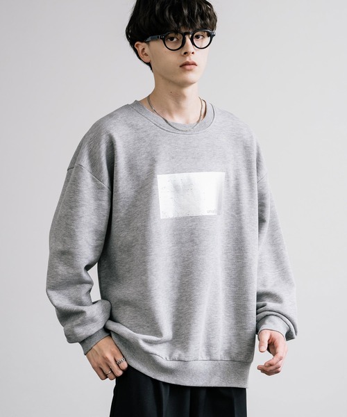 Rocky Monroe（ロッキーモンロー）の「オーバーサイズ裏起毛箔プリントスウェットトレーナー（スウェット・メンズ・チャコール/ネイビー/杢グレー/ブラック・M/L/XL）」の9枚目の写真