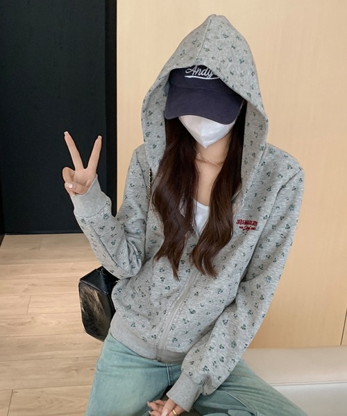 HALEY PESCA（ヘーリーペスカ）の「HALEY PESCA/フラワープリント　ダブルジップパーカー（パーカー・レディース・グレー/アイボリー・LARGE/MEDIUM/SMALL/X-LARGE）」の10枚目の写真