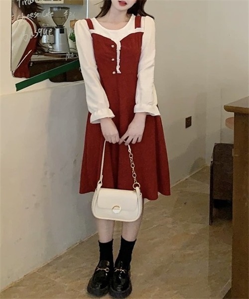 FREE STYLISTS(フリー スタイリスト)の「バイカラー異素材ドッキングワンピース(ワンピース・レディース・オリーブ・L)」の16枚目の写真