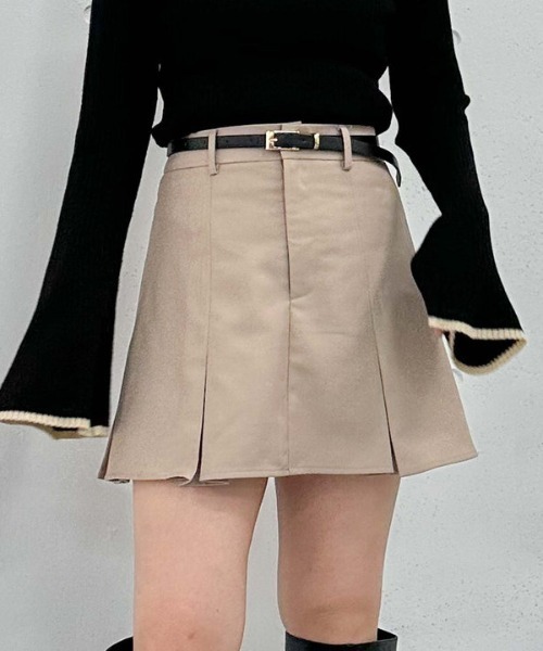 archives（アルシーヴ）の「ＴＲボックスプリーツミニスカート（スカート・レディース・ベージュ/ブラック/グレー・MEDIUM）」の3枚目の写真