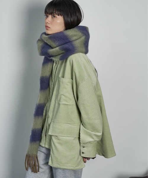 THE YOn(ザヨン)の「ボーダービッグマフラー(マフラー・レディース・グリーン/ピンク/ブラウン・FREE)」の12枚目の写真