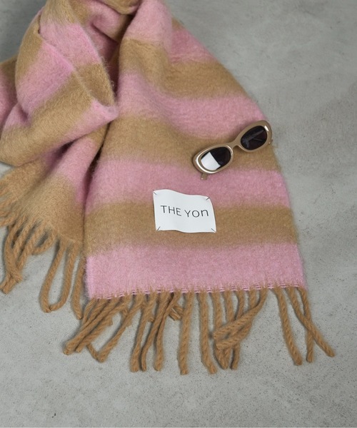 新品　sieor マフラー　リボン　バレエコア　シズニルック　ブラック　ピンク セール】ボーダービッグマフラー（マフラー）｜THE YOn（ザヨン）の