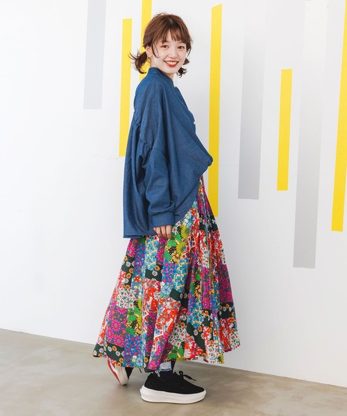 ScoLar（スカラー）の「143658：ヒーローネコ＆ドッグの刺繍入り ノーカラーワイドシャツ（シャツ/ブラウス・レディース・アイボリー/ブラック/ネイビー・M）」の8枚目の写真