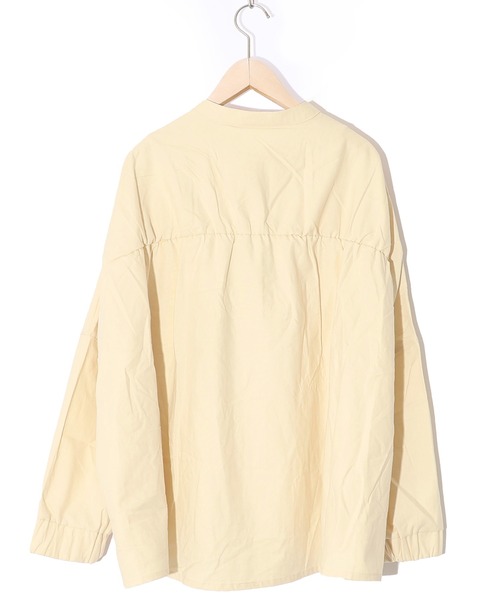 ScoLar（スカラー）の「143658：ヒーローネコ＆ドッグの刺繍入り ノーカラーワイドシャツ（シャツ/ブラウス・レディース・アイボリー/ブラック/ネイビー・M）」の13枚目の写真