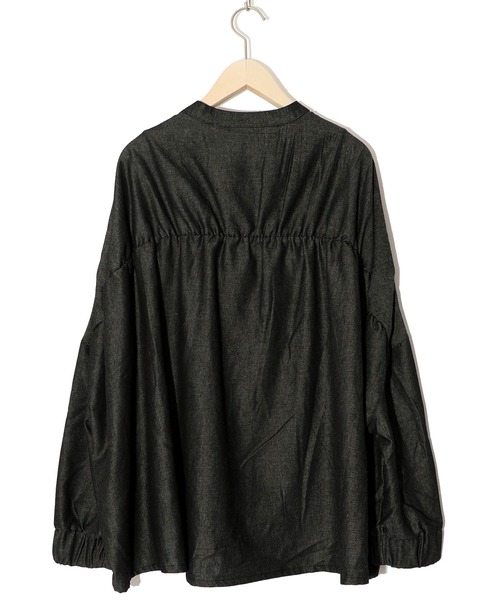 ScoLar（スカラー）の「143658：ヒーローネコ＆ドッグの刺繍入り ノーカラーワイドシャツ（シャツ/ブラウス・レディース・アイボリー/ブラック/ネイビー・M）」の16枚目の写真