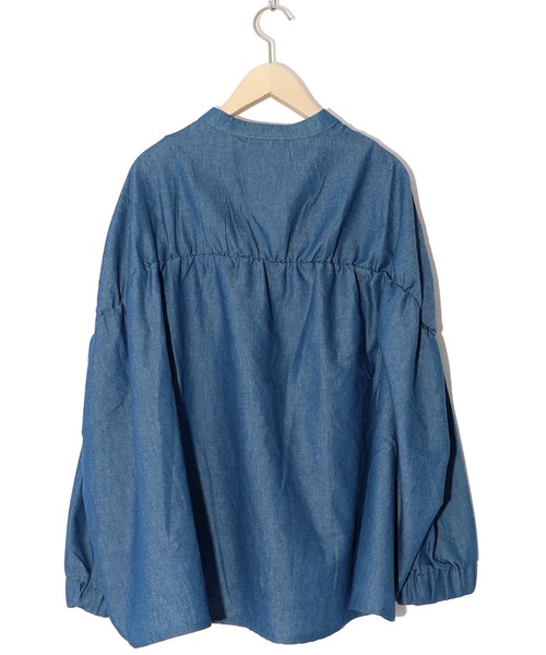 ScoLar（スカラー）の「143658：ヒーローネコ＆ドッグの刺繍入り ノーカラーワイドシャツ（シャツ/ブラウス・レディース・アイボリー/ブラック/ネイビー・M）」の19枚目の写真