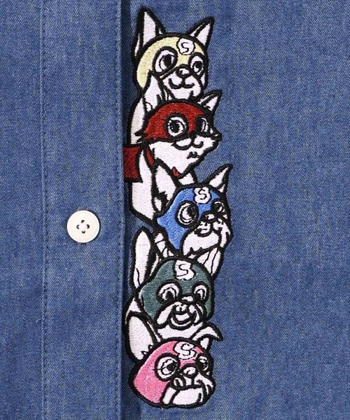 ScoLar（スカラー）の「143658：ヒーローネコ＆ドッグの刺繍入り ノーカラーワイドシャツ（シャツ/ブラウス・レディース・アイボリー/ブラック/ネイビー・M）」の20枚目の写真