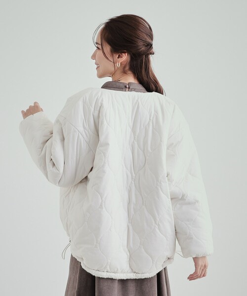 セール】【S-LL/リバーシブル】首まわりすっきり ボア×キルト ノー