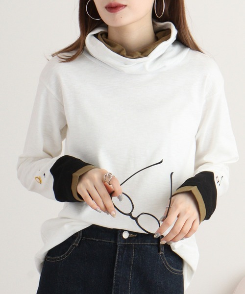 EMAGO 画材刺繍袖切替えﾀｰﾄﾙ（Tシャツ/カットソー）｜Emago（イマゴ）