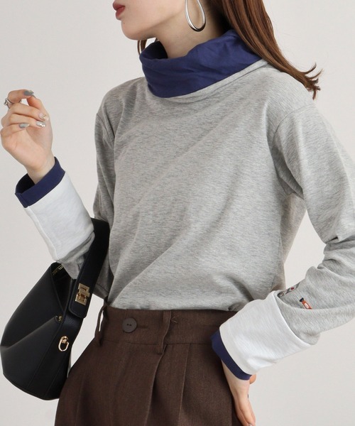 EMAGO 画材刺繍袖切替えﾀｰﾄﾙ（Tシャツ/カットソー）｜Emago（イマゴ）