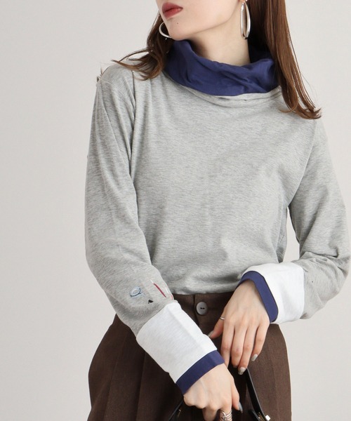 EMAGO 画材刺繍袖切替えﾀｰﾄﾙ（Tシャツ/カットソー）｜Emago（イマゴ）