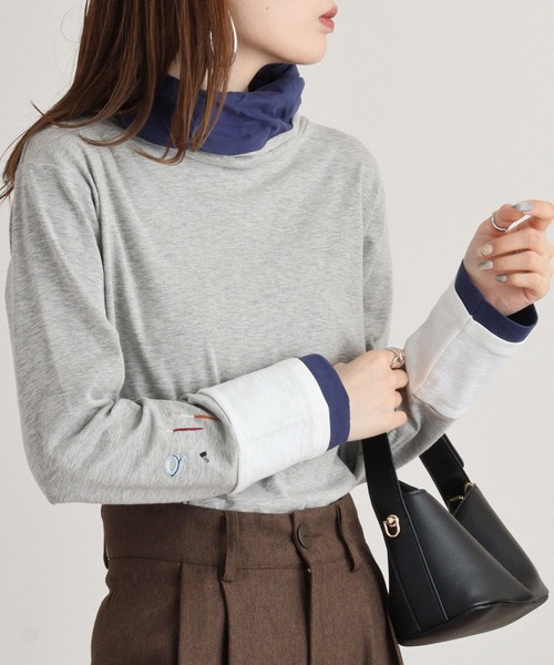 EMAGO 画材刺繍袖切替えﾀｰﾄﾙ（Tシャツ/カットソー）｜Emago（イマゴ）