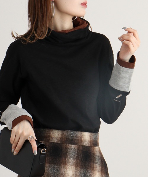 EMAGO 画材刺繍袖切替えﾀｰﾄﾙ（Tシャツ/カットソー）｜Emago（イマゴ）