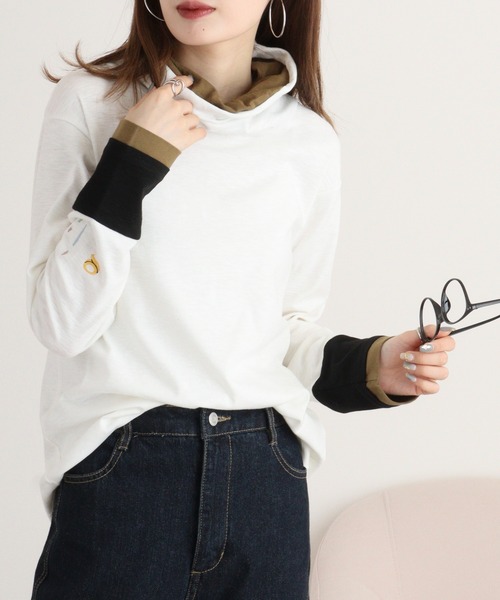 EMAGO 画材刺繍袖切替えﾀｰﾄﾙ（Tシャツ/カットソー）｜Emago（イマゴ）