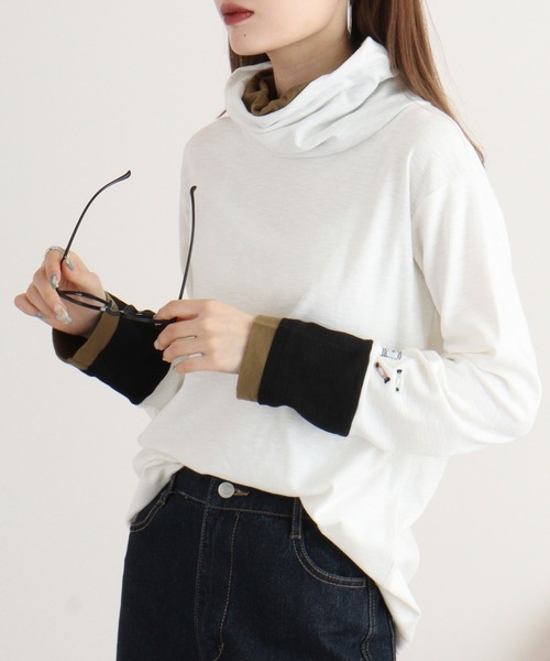 EMAGO 画材刺繍袖切替えﾀｰﾄﾙ（Tシャツ/カットソー）｜Emago（イマゴ）