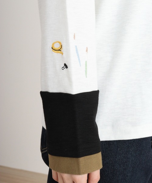 EMAGO 画材刺繍袖切替えﾀｰﾄﾙ（Tシャツ/カットソー）｜Emago（イマゴ）