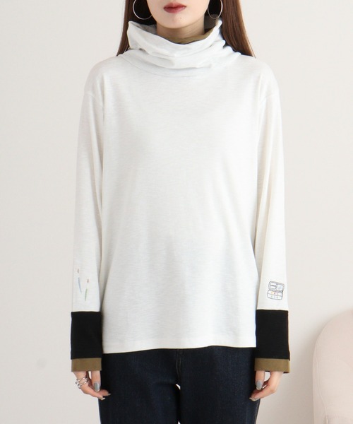 EMAGO 画材刺繍袖切替えﾀｰﾄﾙ（Tシャツ/カットソー）｜Emago（イマゴ）