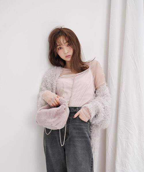 NATURAL BEAUTY BASIC（ナチュラルビューティーベーシック）の「◇チュールギャザートップス（シャツ/ブラウス・レディース・オフホワイト/ベージュ/ブラック・FREE）」の3枚目の写真