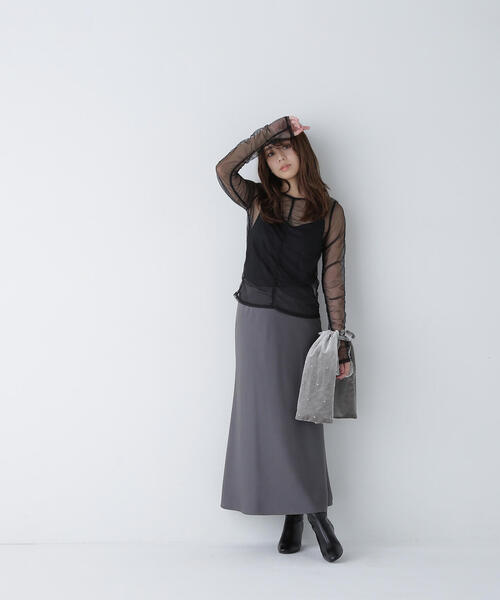 NATURAL BEAUTY BASIC（ナチュラルビューティーベーシック）の「◇チュールギャザートップス（シャツ/ブラウス・レディース・オフホワイト/ベージュ/ブラック・FREE）」の17枚目の写真