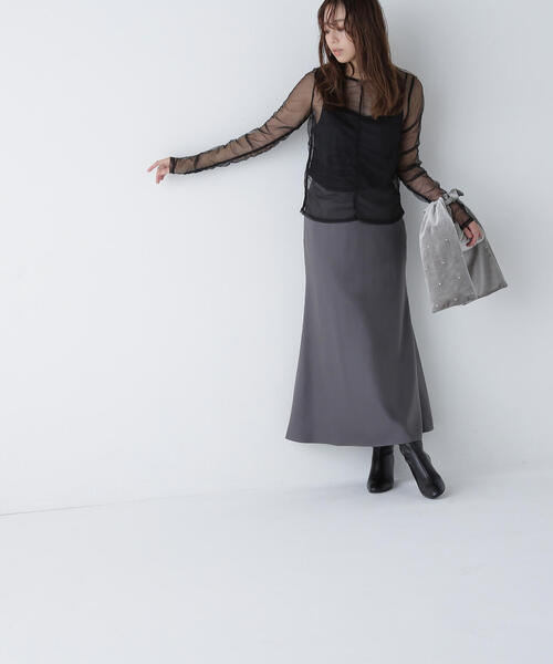 NATURAL BEAUTY BASIC（ナチュラルビューティーベーシック）の「◇チュールギャザートップス（シャツ/ブラウス・レディース・オフホワイト/ベージュ/ブラック・FREE）」の19枚目の写真