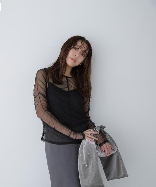 NATURAL BEAUTY BASIC（ナチュラルビューティーベーシック）の「◇チュールギャザートップス（シャツ/ブラウス・レディース・オフホワイト/ベージュ/ブラック・FREE）」の20枚目の写真