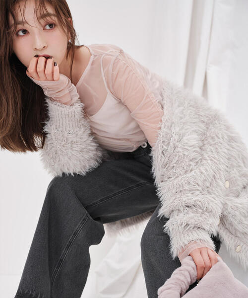 NATURAL BEAUTY BASIC（ナチュラルビューティーベーシック）の「◇チュールギャザートップス（シャツ/ブラウス・レディース・オフホワイト/ベージュ/ブラック・FREE）」の7枚目の写真