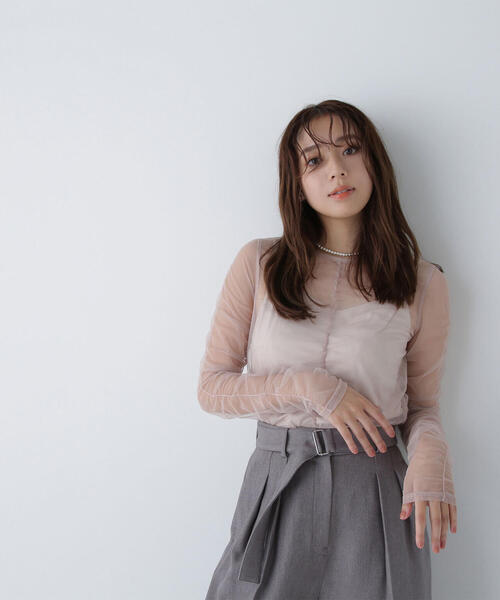 NATURAL BEAUTY BASIC（ナチュラルビューティーベーシック）の「◇チュールギャザートップス（シャツ/ブラウス・レディース・オフホワイト/ベージュ/ブラック・FREE）」の9枚目の写真