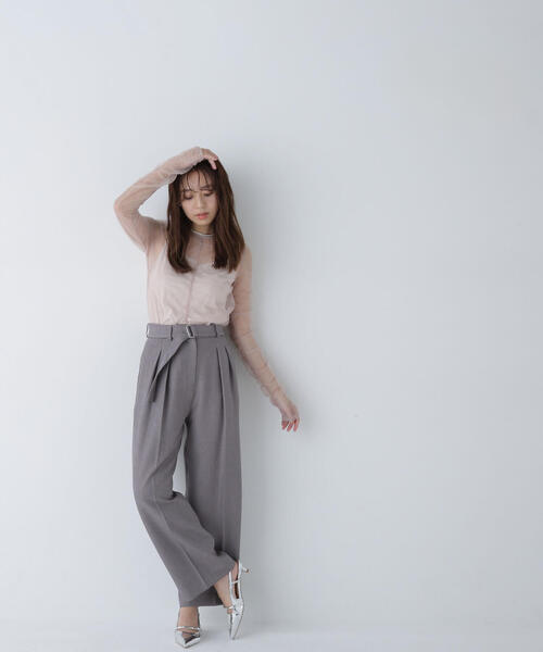 NATURAL BEAUTY BASIC（ナチュラルビューティーベーシック）の「◇チュールギャザートップス（シャツ/ブラウス・レディース・オフホワイト/ベージュ/ブラック・FREE）」の12枚目の写真